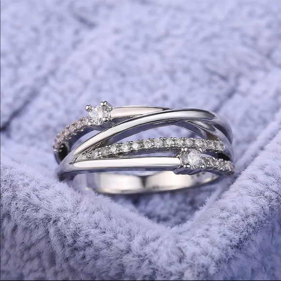New 925 Silver Stackable Multi Layer Diamond Ring - Picture 3 of 6